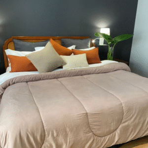 acolchado brescia reversible oliva/paloma .medidas 2.5 x 2.5